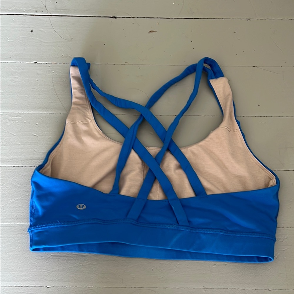 lululemon athletica Blue and Cream Strappy Sports Bra